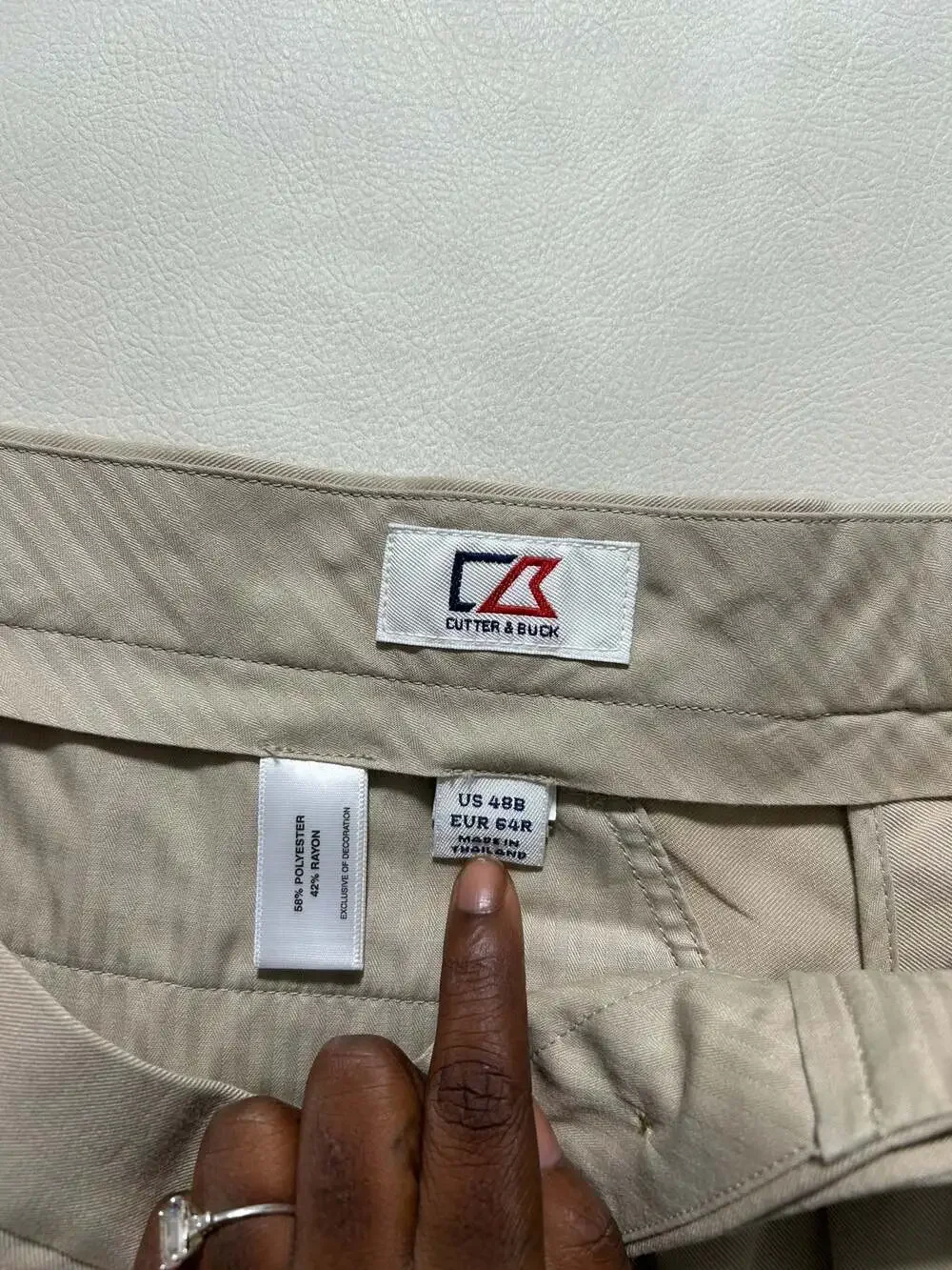 Cutter & Buck Mens Khaki Pleated Chino Shorts Size 48